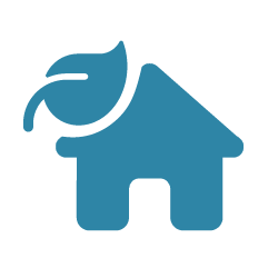 The pictogram presents the house and the leaf